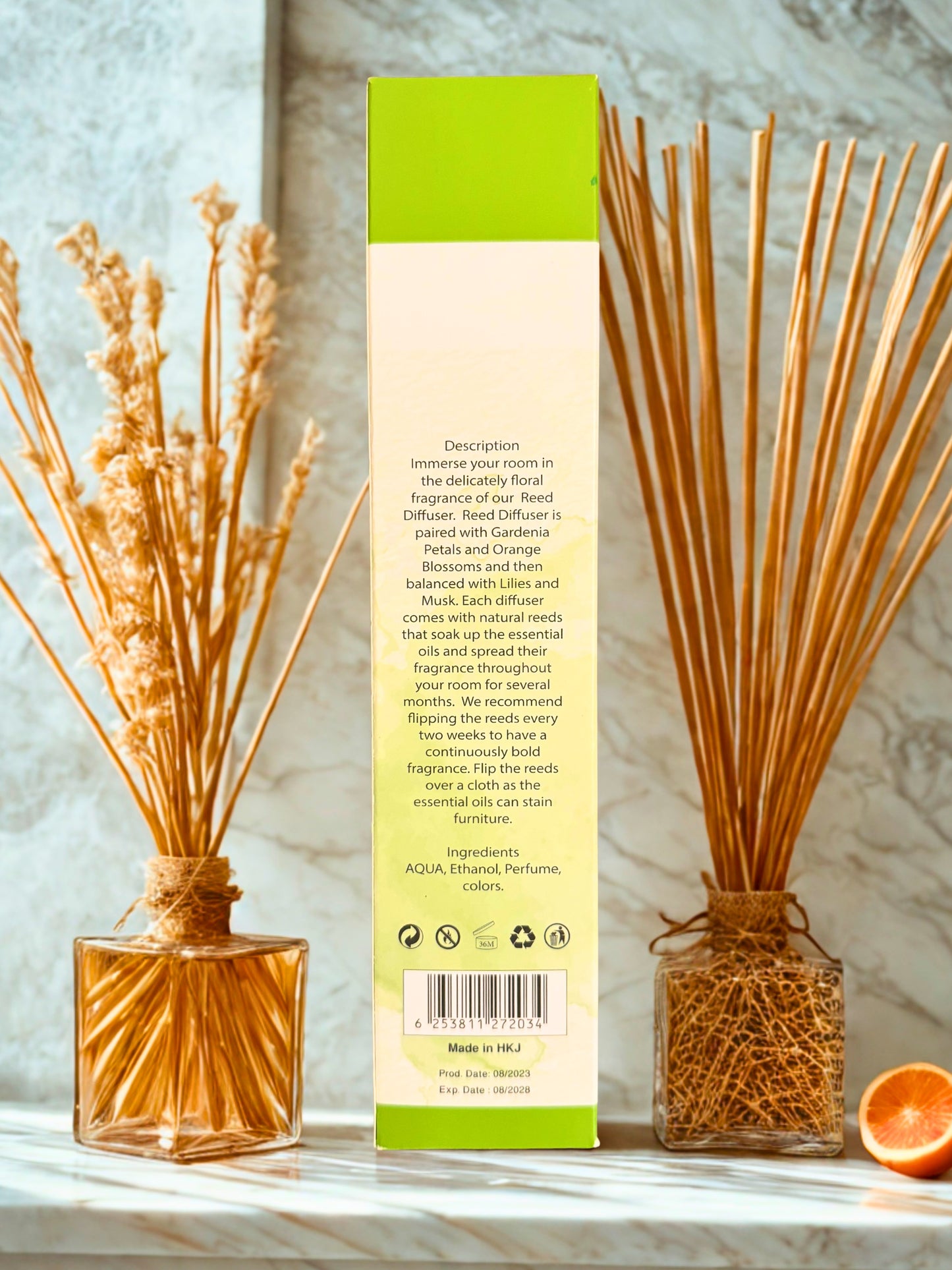 Diamond Shiny Reed Diffuser Sets - Fruits - Scented Oil & Natural Sticks for Continuous Fragrance Release - Safe Home Decor for Living Room, Bedroom, Bathroom, or Office