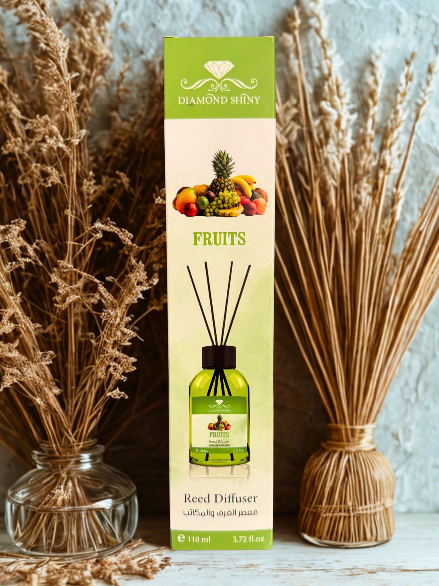Diamond Shiny Reed Diffuser Sets - Fruits - Scented Oil & Natural Sticks for Continuous Fragrance Release - Safe Home Decor for Living Room, Bedroom, Bathroom, or Office