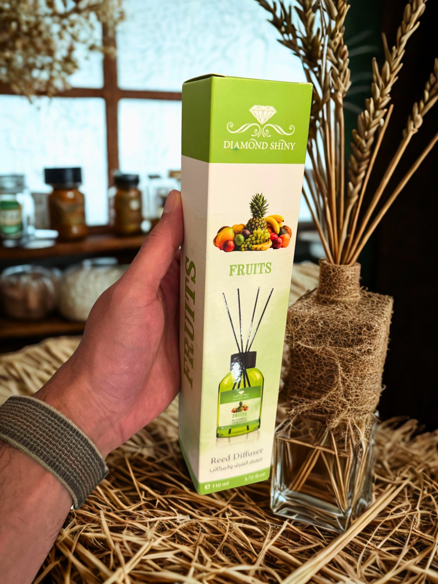 Diamond Shiny Reed Diffuser Sets - Fruits - Scented Oil & Natural Sticks for Continuous Fragrance Release - Safe Home Decor for Living Room, Bedroom, Bathroom, or Office