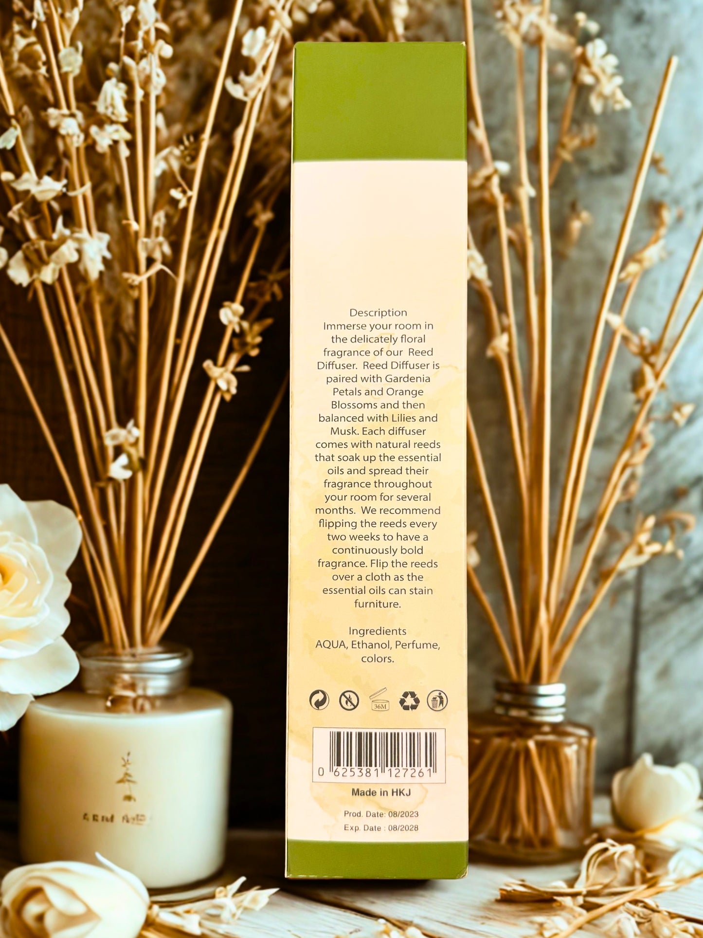 Diamond Shiny Reed Diffuser Sets - Gardenia - Scented Oil & Natural Sticks for Continuous Fragrance Release - Safe Home Decor for Living Room, Bedroom, Bathroom, or Office