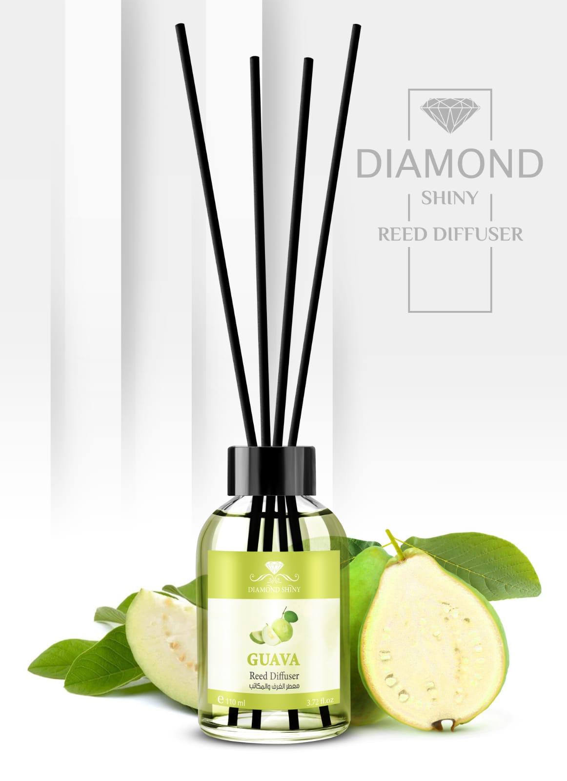 Diamond Shiny Reed Diffuser Sets - Guava - Scented Oil & Natural Sticks for Continuous Fragrance Release - Safe Home Decor for Living Room, Bedroom, Bathroom, or Office