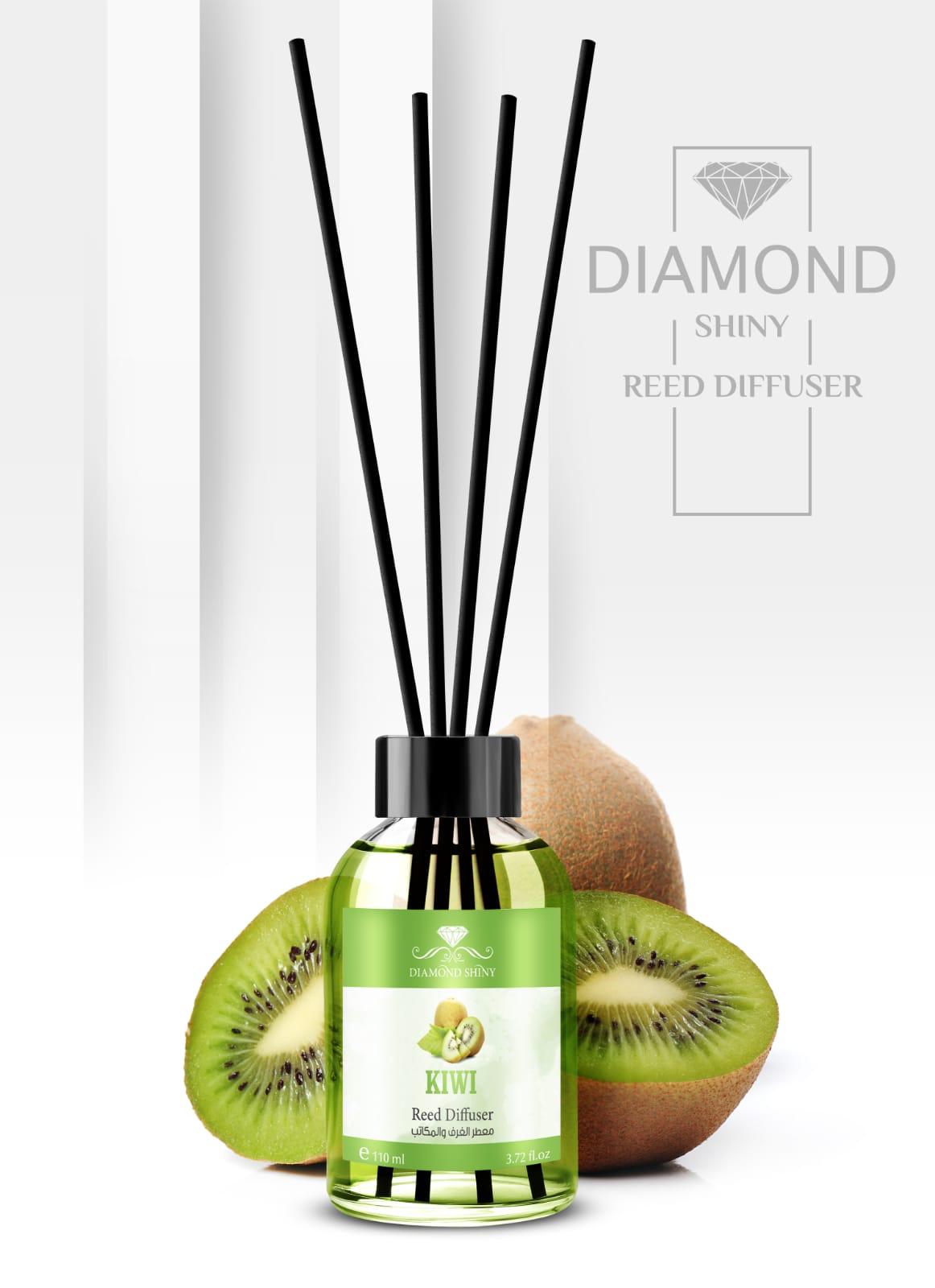 Diamond Shiny Reed Diffuser Sets - Kiwi - Scented Oil & Natural Sticks for Continuous Fragrance Release - Safe Home Decor for Living Room, Bedroom, Bathroom, or Office
