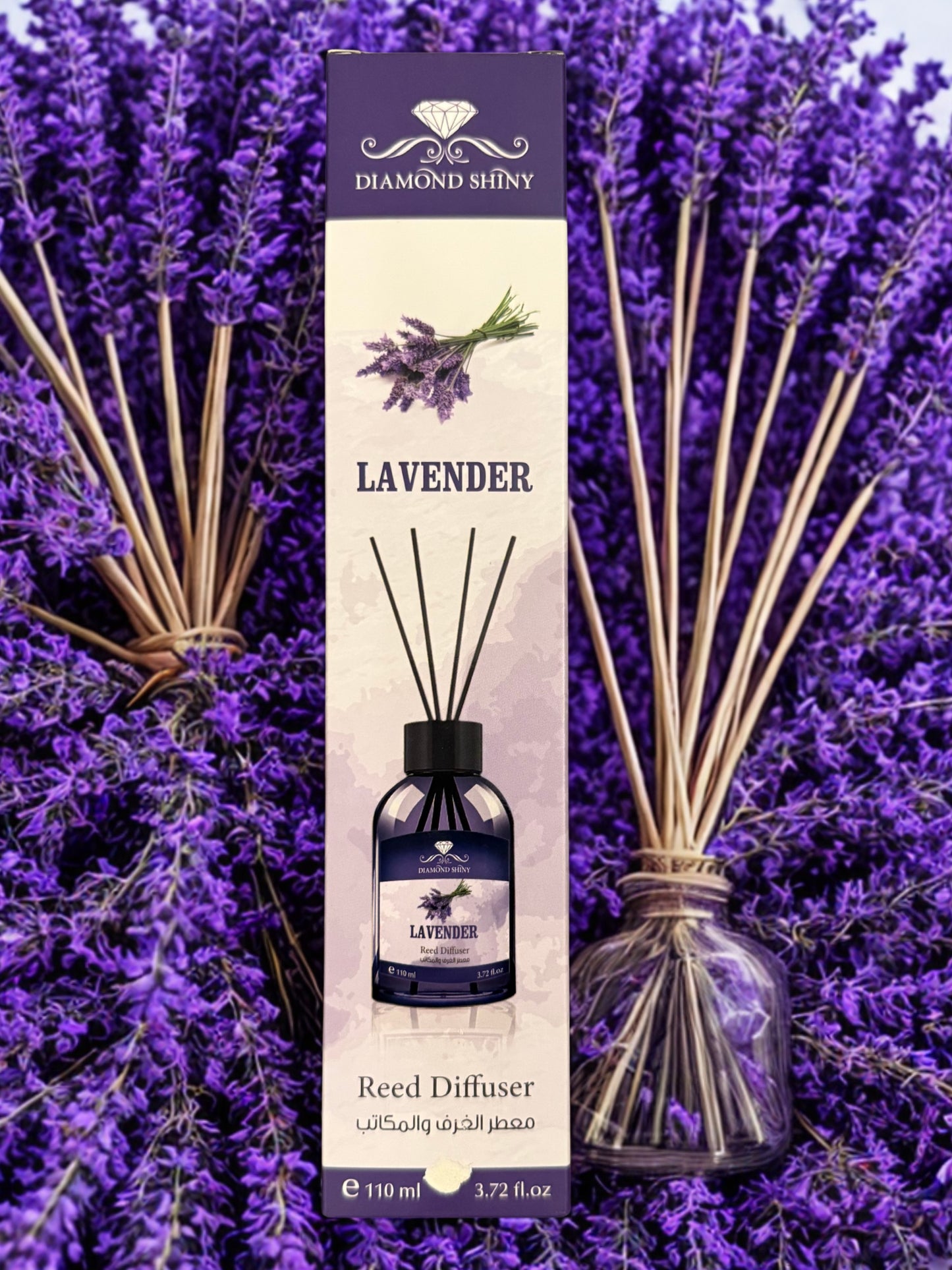 Diamond Shiny Reed Diffuser Sets - Lavender - Scented Oil & Natural Sticks for Continuous Fragrance Release - Safe Home Decor for Living Room, Bedroom, Bathroom, or Office