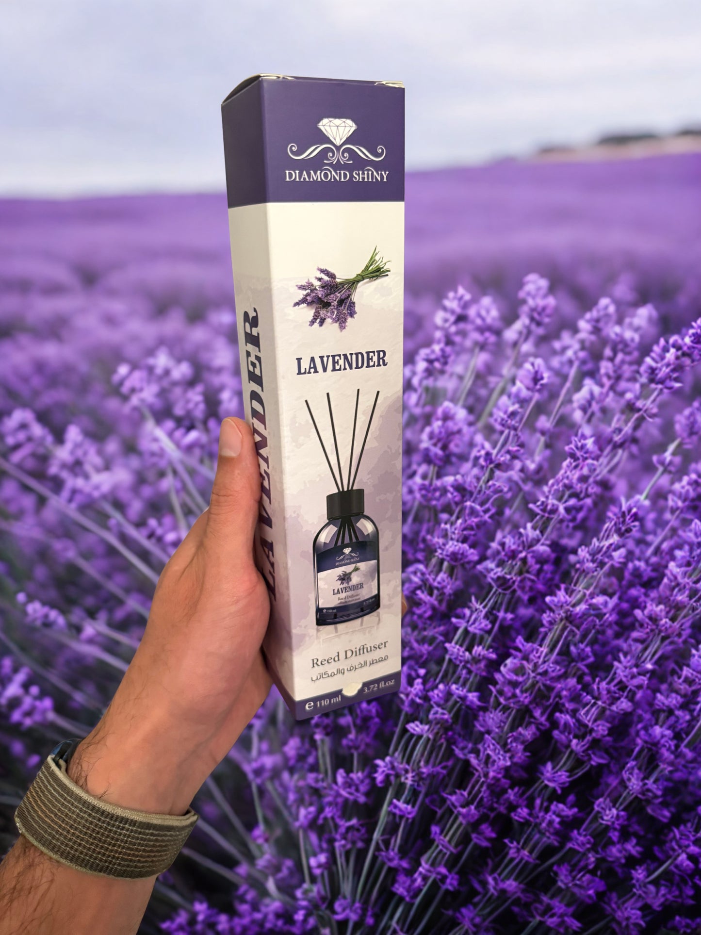Diamond Shiny Reed Diffuser Sets - Lavender - Scented Oil & Natural Sticks for Continuous Fragrance Release - Safe Home Decor for Living Room, Bedroom, Bathroom, or Office