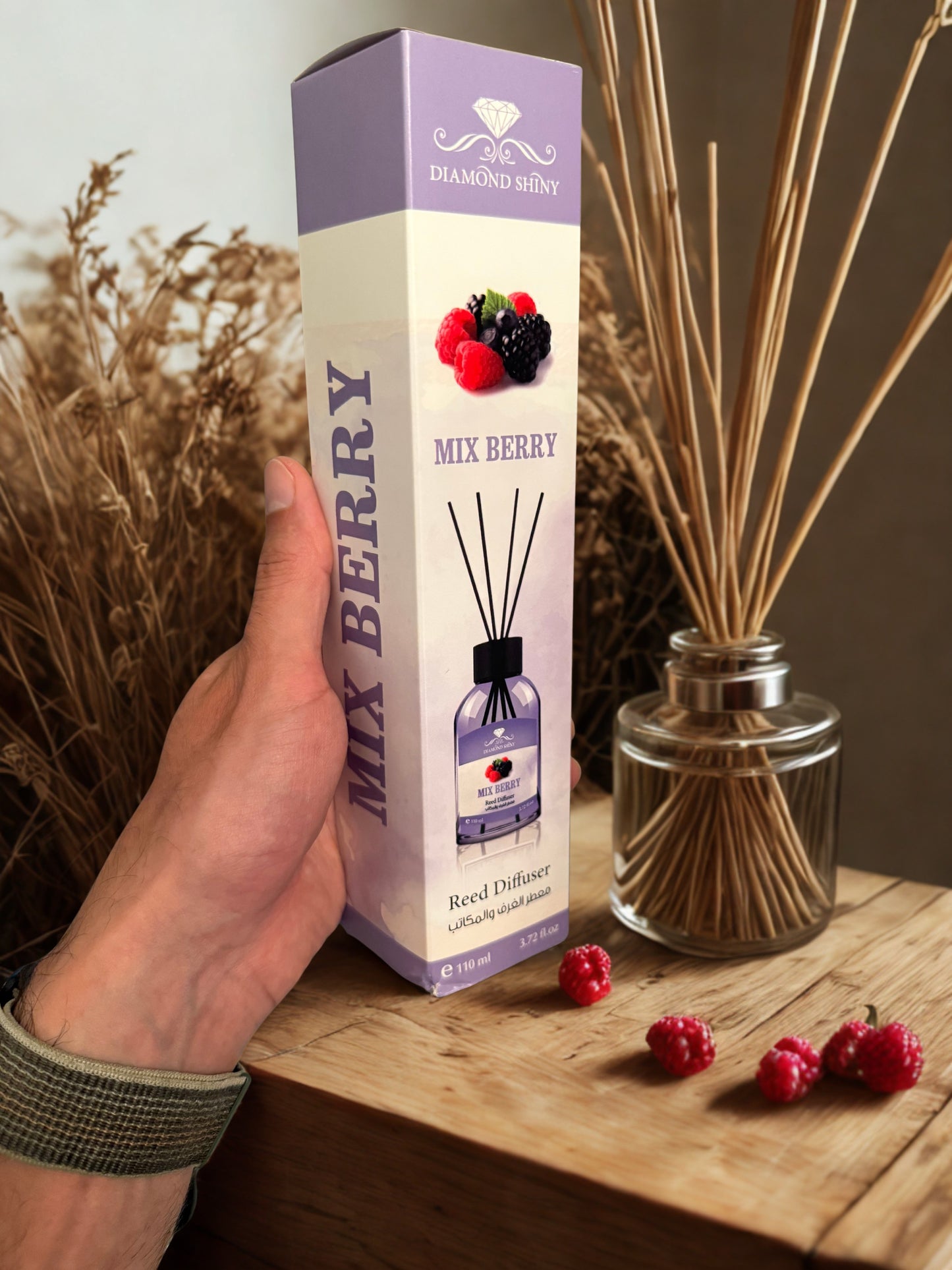 Diamond Shiny Reed Diffuser Sets - Mix Berry - Scented Oil & Natural Sticks for Continuous Fragrance Release - Safe Home Decor for Living Room, Bedroom, Bathroom, or Office