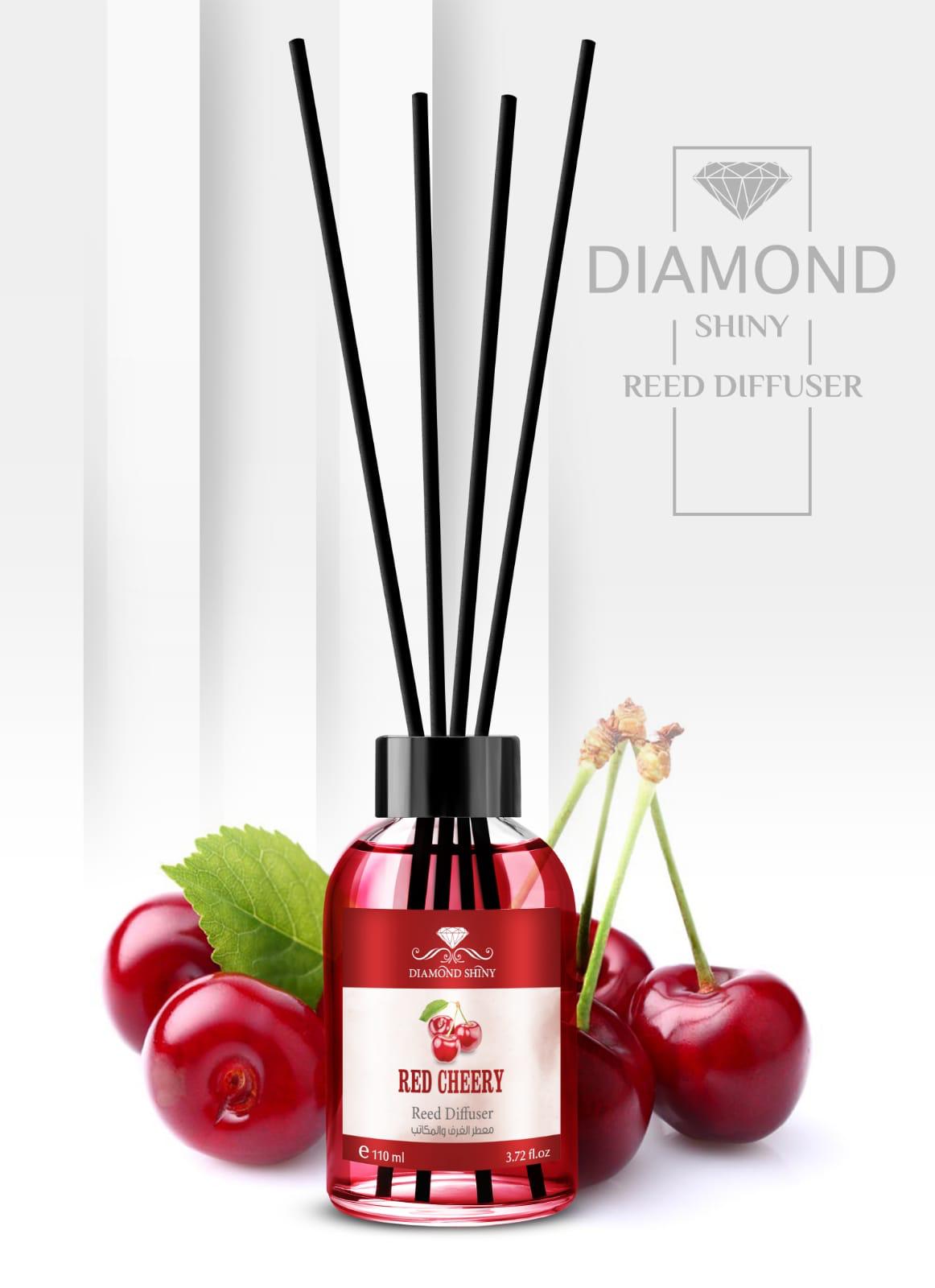 Diamond Shiny Reed Diffuser Sets - Red Cherry - Scented Oil & Natural Sticks for Continuous Fragrance Release - Safe Home Decor for Living Room, Bedroom, Bathroom, or Office