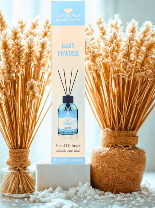 Diamond Shiny Reed Diffuser Sets - Baby Powder - Scented Oil & Natural Sticks for Continuous Fragrance Release - Safe Home Decor for Living Room, Bedroom, Bathroom, or Office