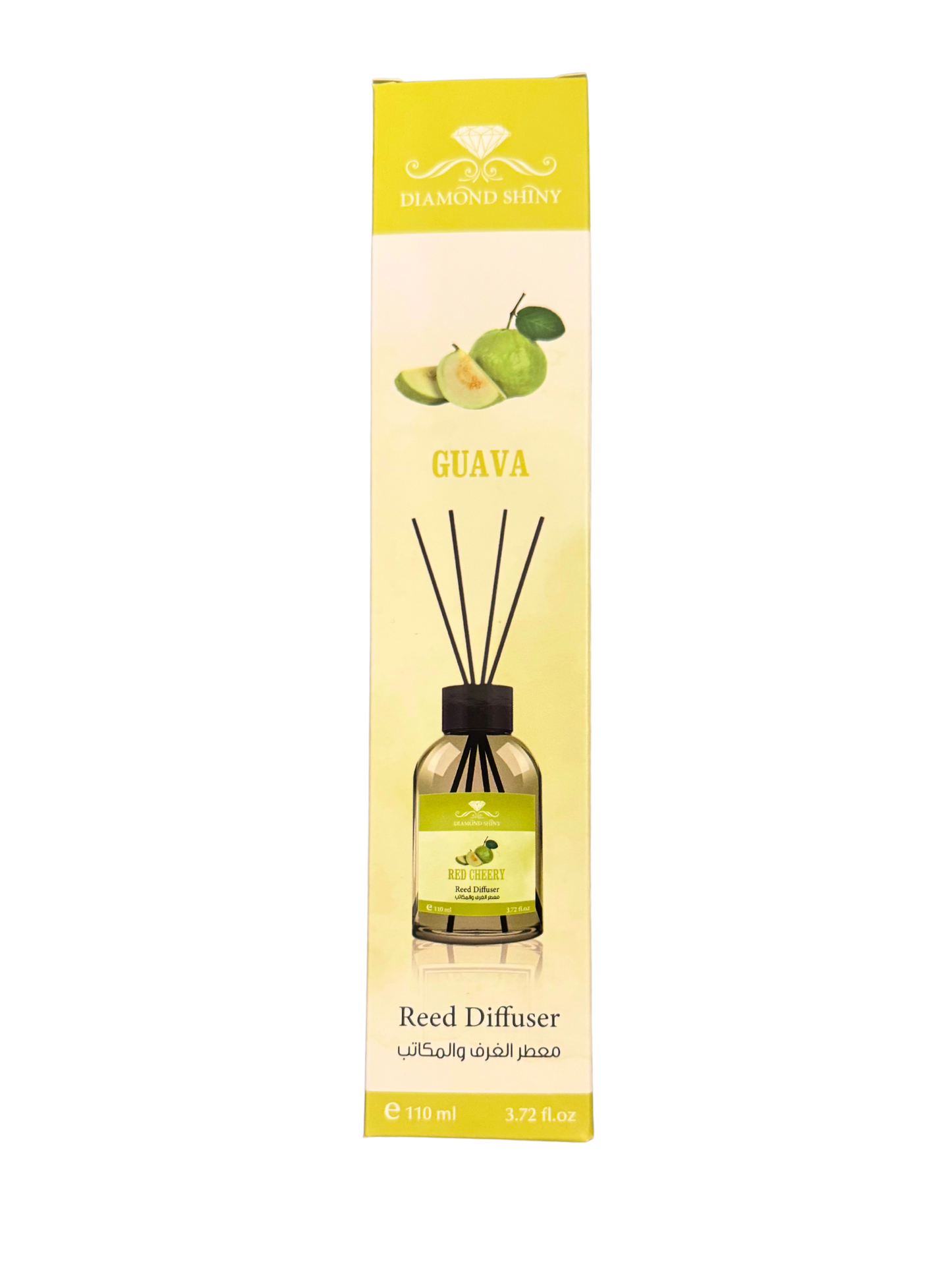 Diamond Shiny Reed Diffuser Sets - Guava - Scented Oil & Natural Sticks for Continuous Fragrance Release - Safe Home Decor for Living Room, Bedroom, Bathroom, or Office