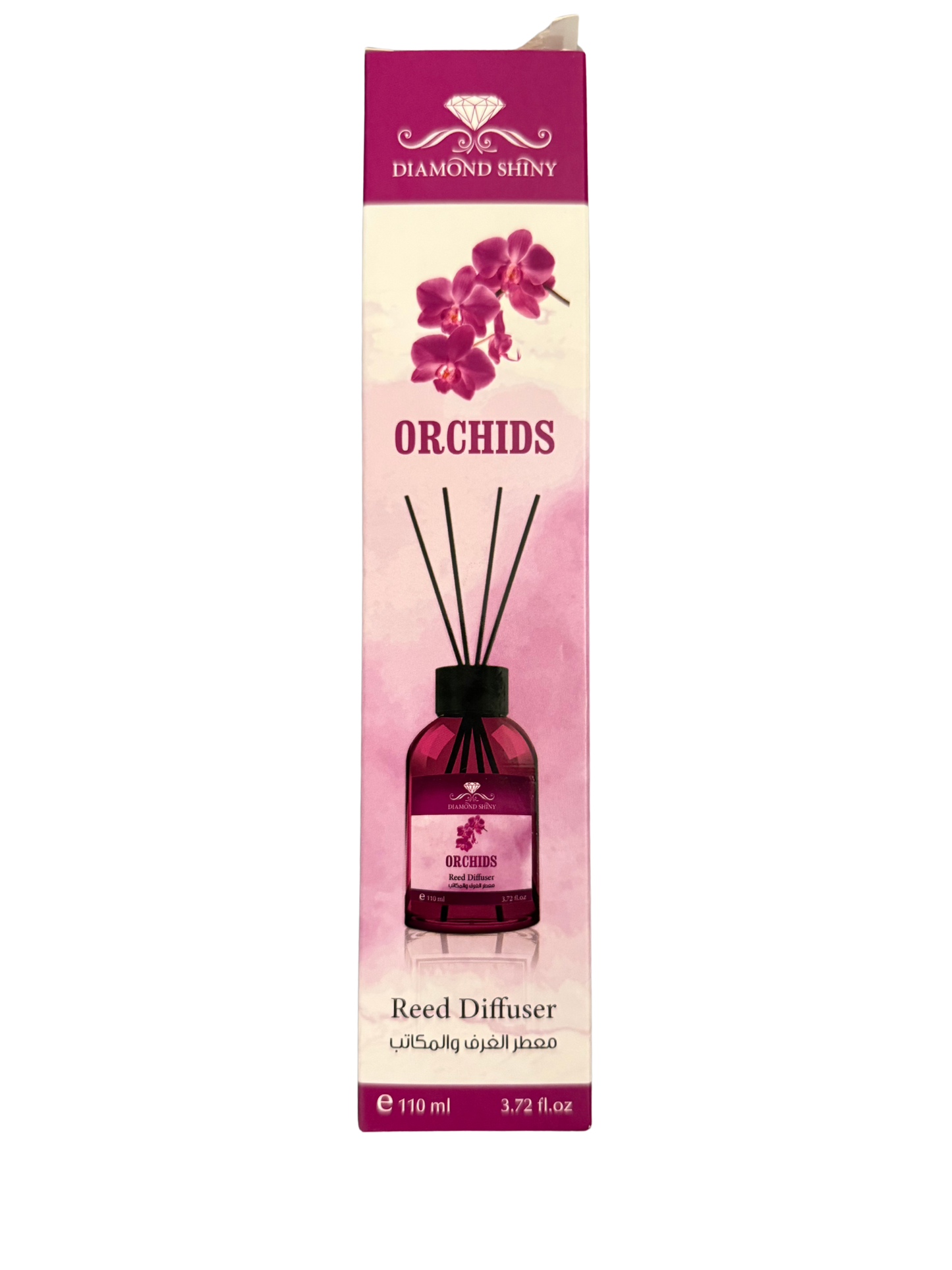 Diamond Shiny Reed Diffuser Sets - Orchid - Scented Oil & Natural Sticks for Continuous Fragrance Release - Safe Home Decor for Living Room, Bedroom, Bathroom, or Office