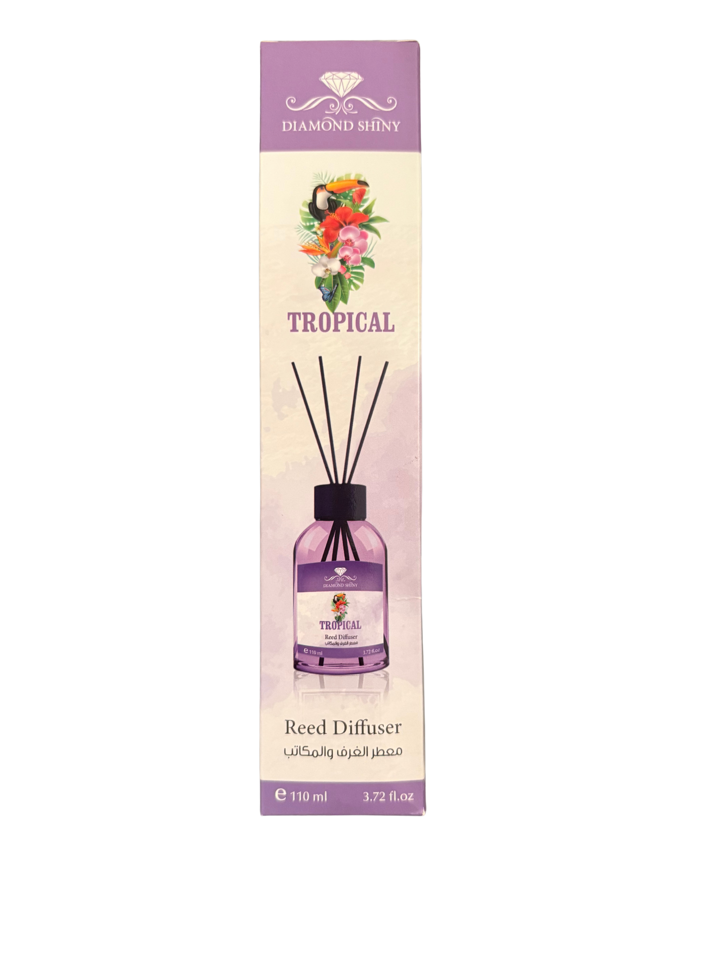 Diamond Shiny Reed Diffuser Sets - Tropical - Scented Oil & Natural Sticks for Continuous Fragrance Release - Safe Home Decor for Living Room, Bedroom, Bathroom, or Office