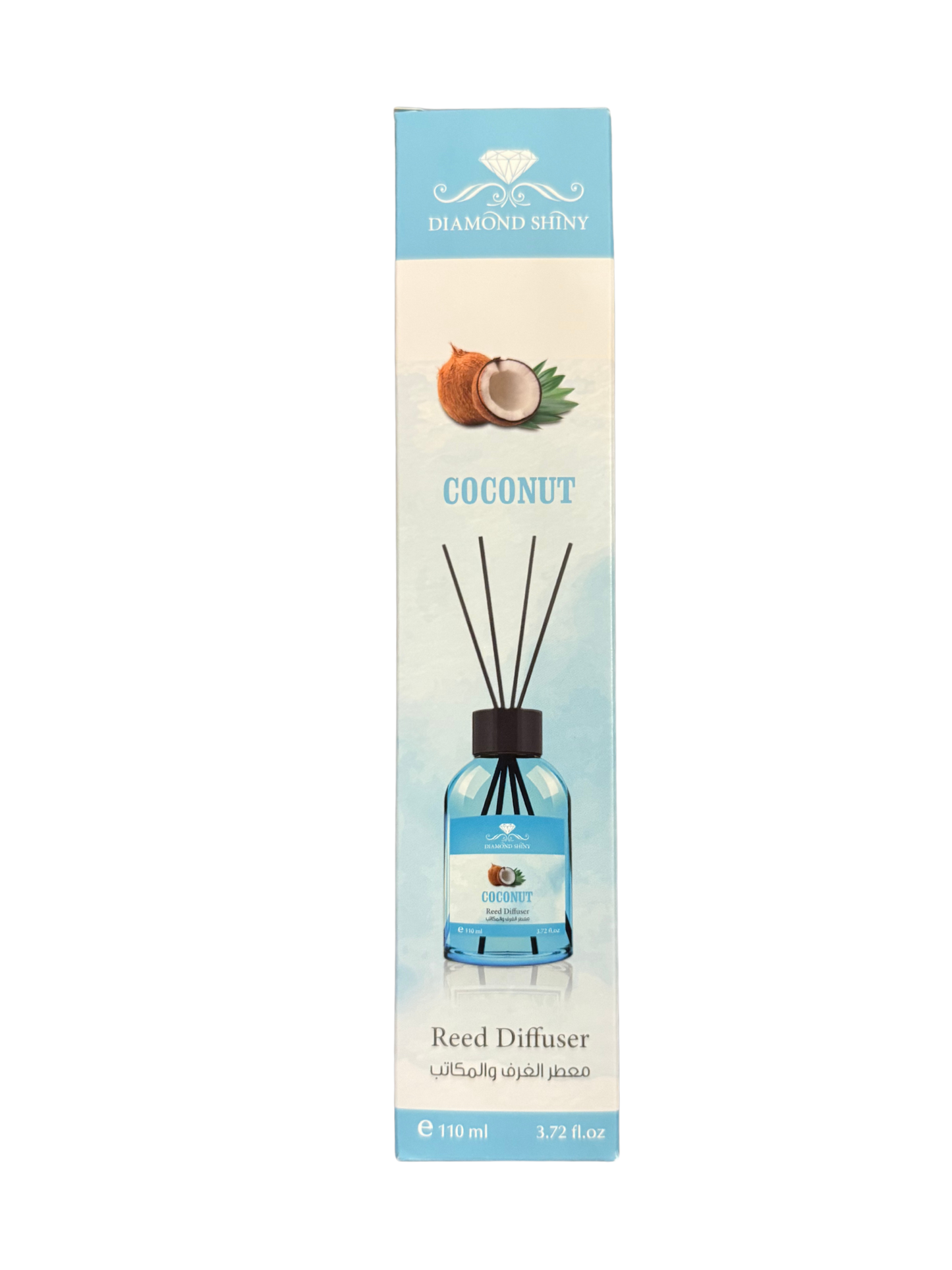 Diamond Shiny Reed Diffuser Sets - Coconut - Scented Oil & Natural Sticks for Continuous Fragrance Release - Safe Home Decor for Living Room, Bedroom, Bathroom, or Office