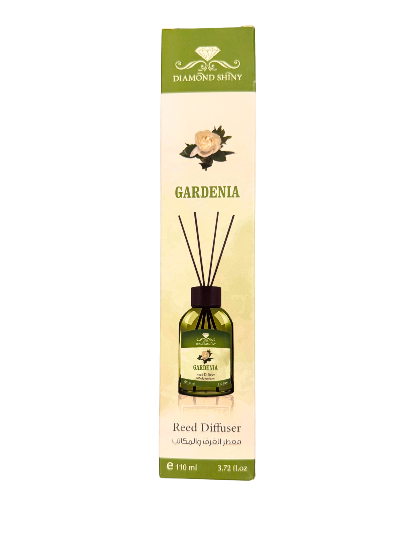 Diamond Shiny Reed Diffuser Sets - Gardenia - Scented Oil & Natural Sticks for Continuous Fragrance Release - Safe Home Decor for Living Room, Bedroom, Bathroom, or Office
