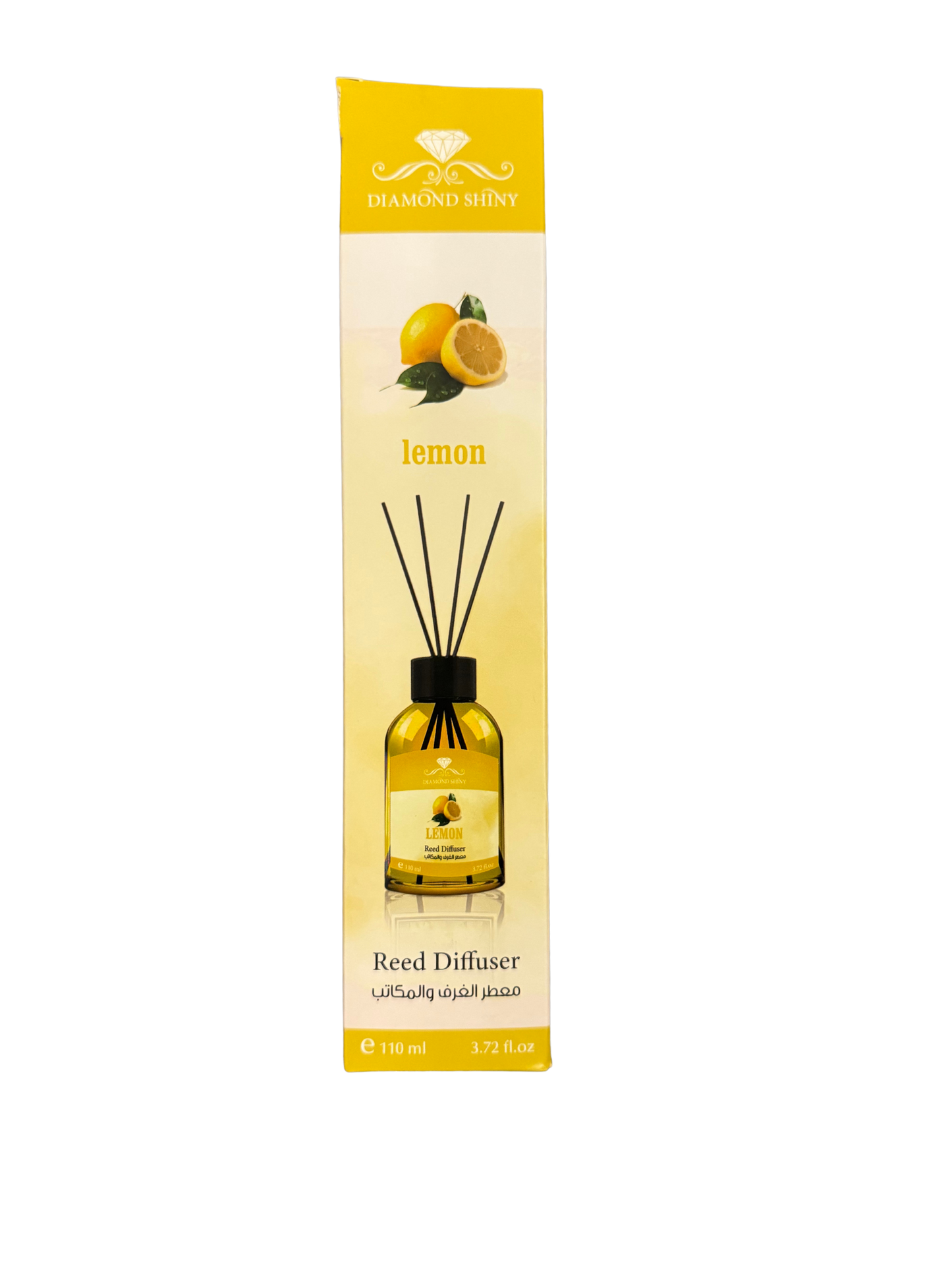 Diamond Shiny Reed Diffuser Sets - Lemon - Scented Oil & Natural Sticks for Continuous Fragrance Release - Safe Home Decor for Living Room, Bedroom, Bathroom, or Office