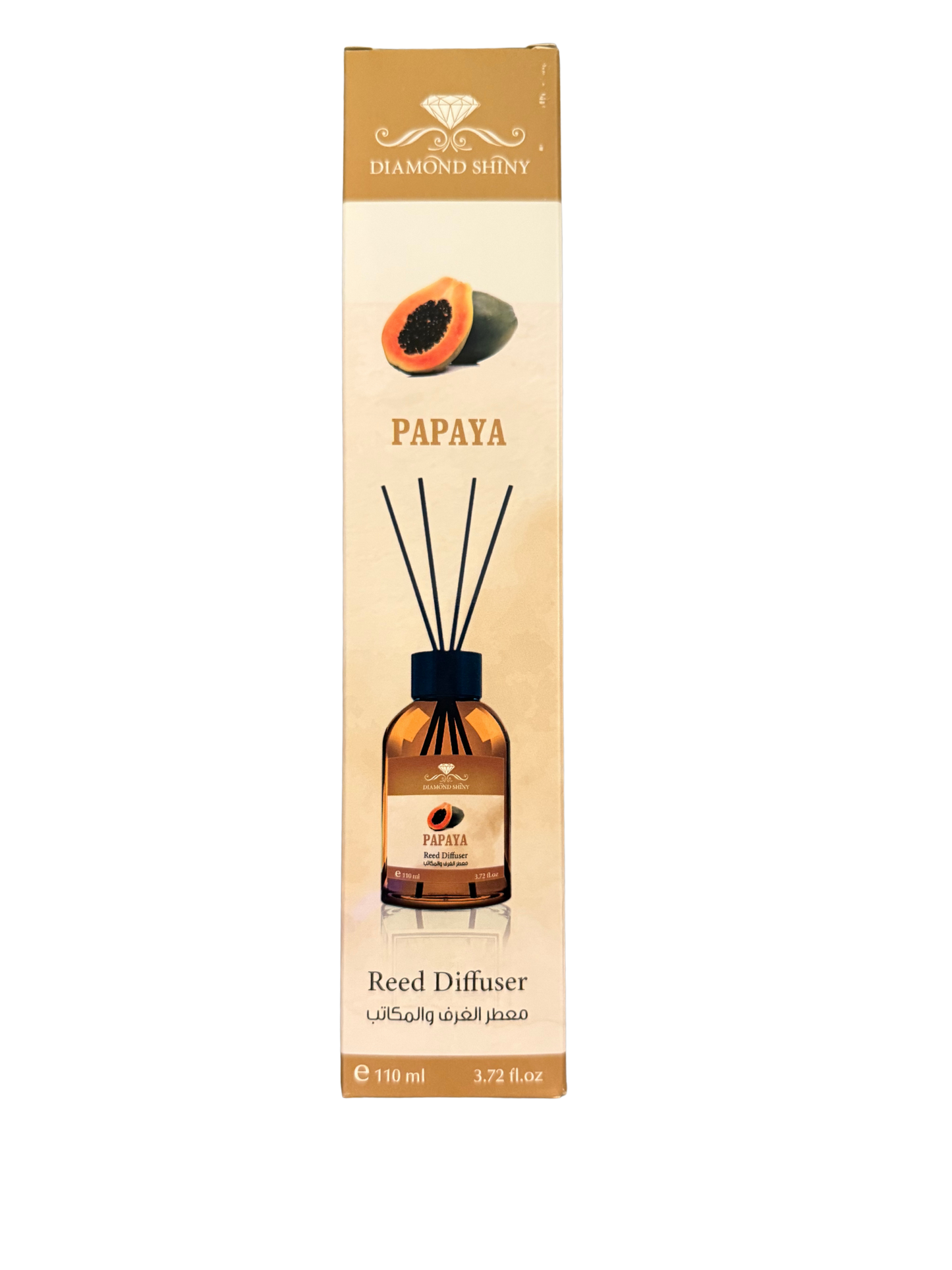 Diamond Shiny Reed Diffuser Sets - Papaya - Scented Oil & Natural Sticks for Continuous Fragrance Release - Safe Home Decor for Living Room, Bedroom, Bathroom, or Office
