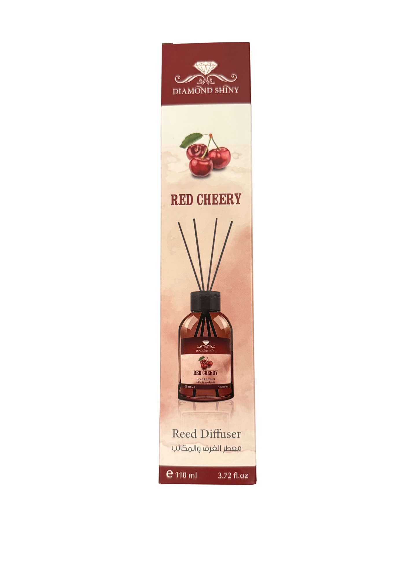 Diamond Shiny Reed Diffuser Sets - Red Cherry - Scented Oil & Natural Sticks for Continuous Fragrance Release - Safe Home Decor for Living Room, Bedroom, Bathroom, or Office