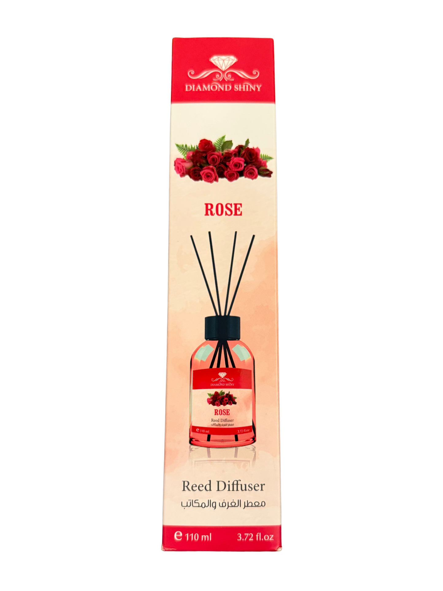 Diamond Shiny Reed Diffuser Sets - Rose - Scented Oil & Natural Sticks for Continuous Fragrance Release - Safe Home Decor for Living Room, Bedroom, Bathroom, or Office