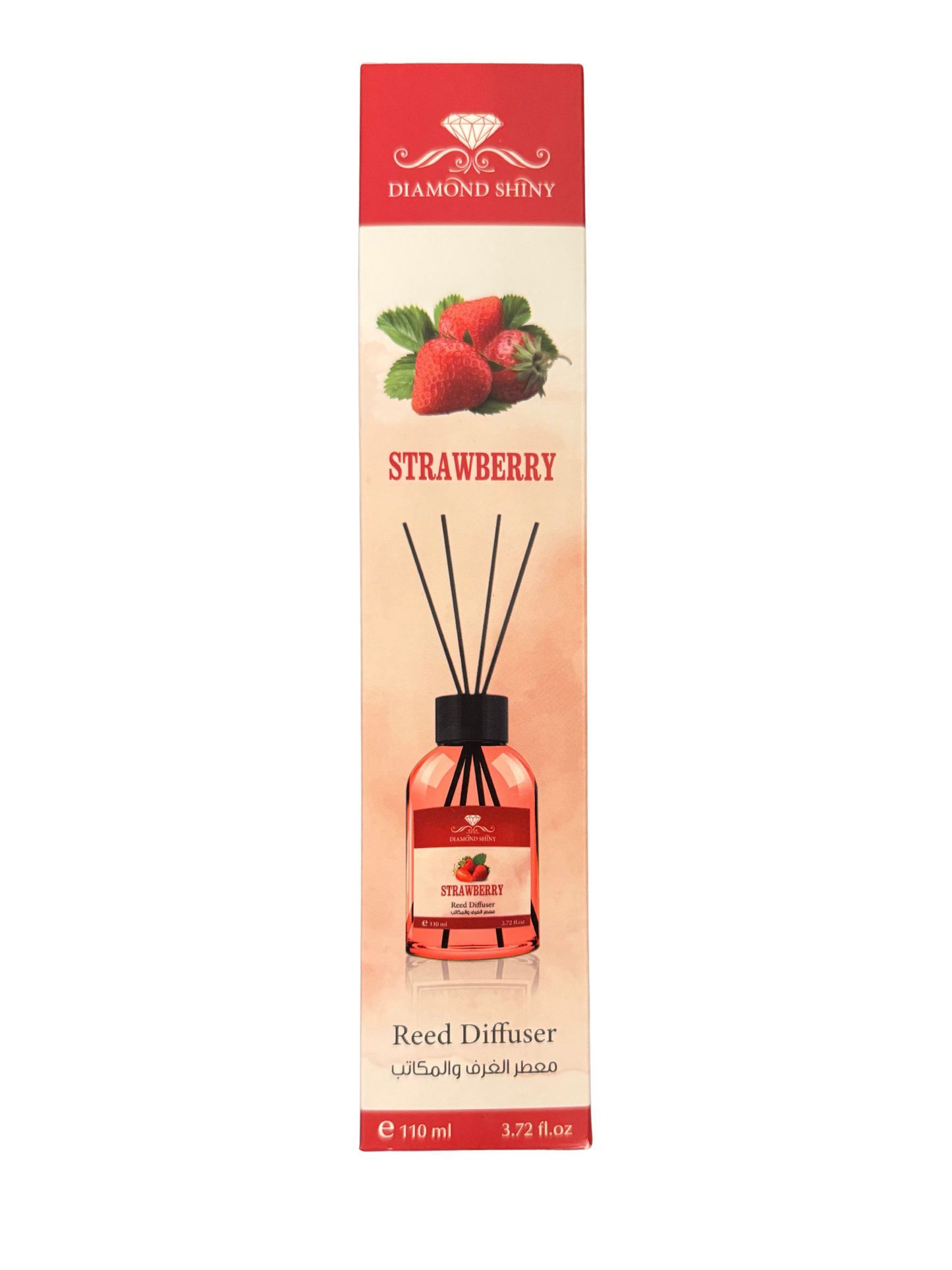 Diamond Shiny Reed Diffuser Sets - Strawberry - Scented Oil & Natural Sticks for Continuous Fragrance Release - Safe Home Decor for Living Room, Bedroom, Bathroom, or Office