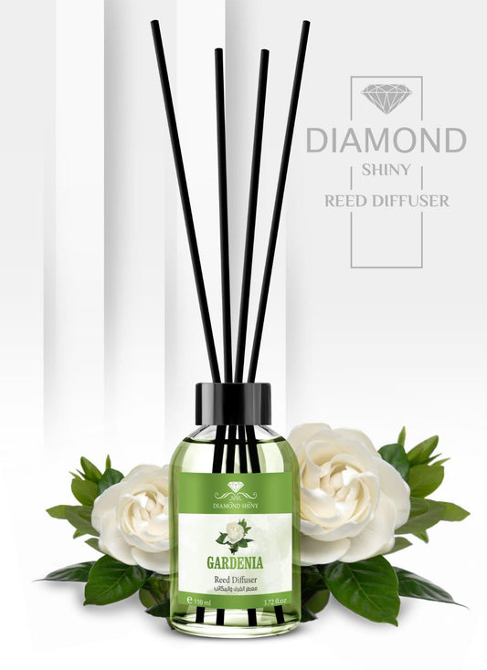 Diamond Shiny Reed Diffuser Sets - Gardenia - Scented Oil & Natural Sticks for Continuous Fragrance Release - Safe Home Decor for Living Room, Bedroom, Bathroom, or Office