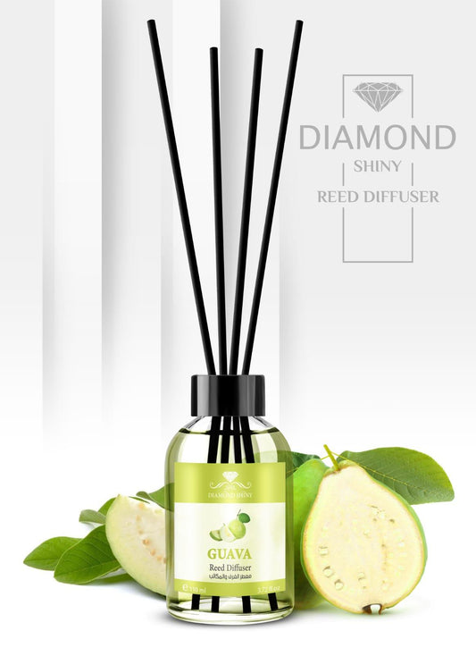 Diamond Shiny Reed Diffuser Sets - Guava - Scented Oil & Natural Sticks for Continuous Fragrance Release - Safe Home Decor for Living Room, Bedroom, Bathroom, or Office