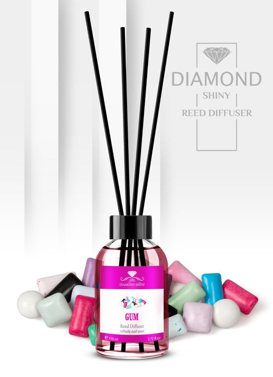 Diamond Shiny Reed Diffuser Sets - Gum - Scented Oil & Natural Sticks for Continuous Fragrance Release - Safe Home Decor for Living Room, Bedroom, Bathroom, or Office