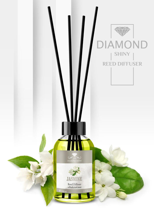 Diamond Shiny Reed Diffuser Sets - Jasmine - Scented Oil & Natural Sticks for Continuous Fragrance Release - Safe Home Decor for Living Room, Bedroom, Bathroom, or Office