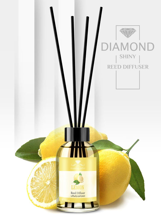 Diamond Shiny Reed Diffuser Sets - Lemon - Scented Oil & Natural Sticks for Continuous Fragrance Release - Safe Home Decor for Living Room, Bedroom, Bathroom, or Office