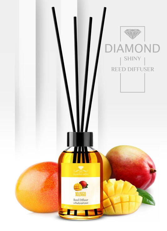 Diamond Shiny Reed Diffuser Sets - Mango - Scented Oil & Natural Sticks for Continuous Fragrance Release - Safe Home Decor for Living Room, Bedroom, Bathroom, or Office