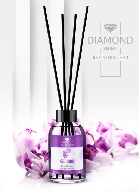 Diamond Shiny Reed Diffuser Sets - Orchid - Scented Oil & Natural Sticks for Continuous Fragrance Release - Safe Home Decor for Living Room, Bedroom, Bathroom, or Office