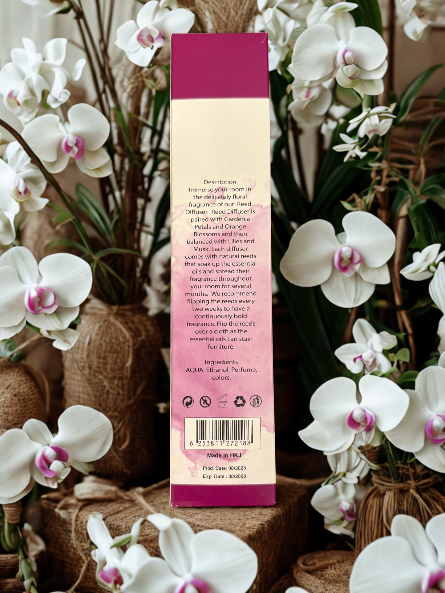 Diamond Shiny Reed Diffuser Sets - Orchid - Scented Oil & Natural Sticks for Continuous Fragrance Release - Safe Home Decor for Living Room, Bedroom, Bathroom, or Office