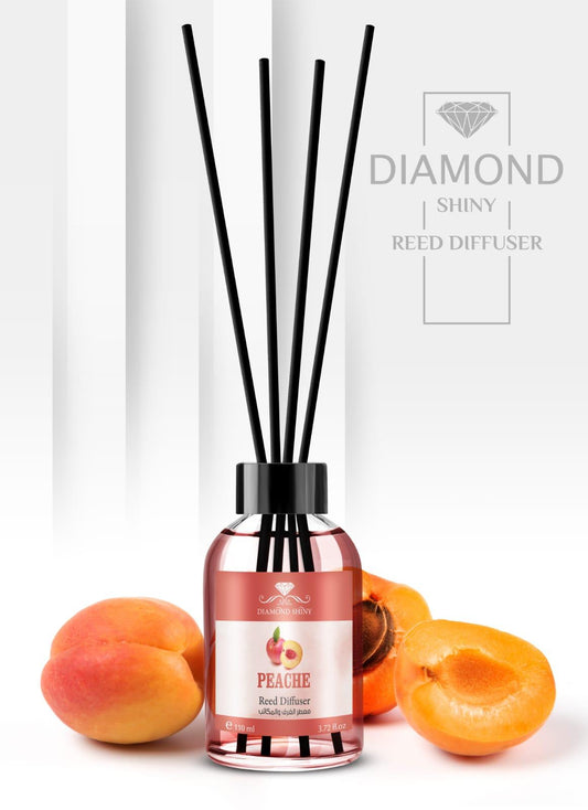 Diamond Shiny Reed Diffuser Sets - Peach - Scented Oil & Natural Sticks for Continuous Fragrance Release - Safe Home Decor for Living Room, Bedroom, Bathroom, or Office