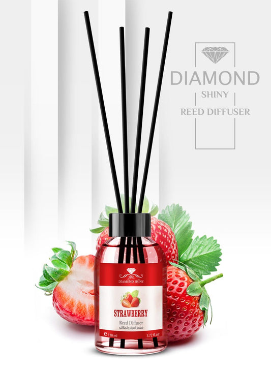Diamond Shiny Reed Diffuser Sets - Strawberry - Scented Oil & Natural Sticks for Continuous Fragrance Release - Safe Home Decor for Living Room, Bedroom, Bathroom, or Office