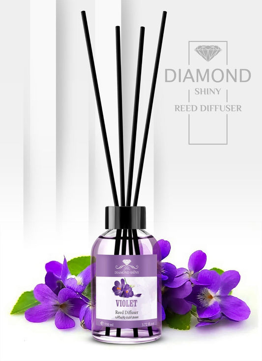 Diamond Shiny Reed Diffuser Sets - Violet - Scented Oil & Natural Sticks for Continuous Fragrance Release - Safe Home Decor for Living Room, Bedroom, Bathroom, or Office