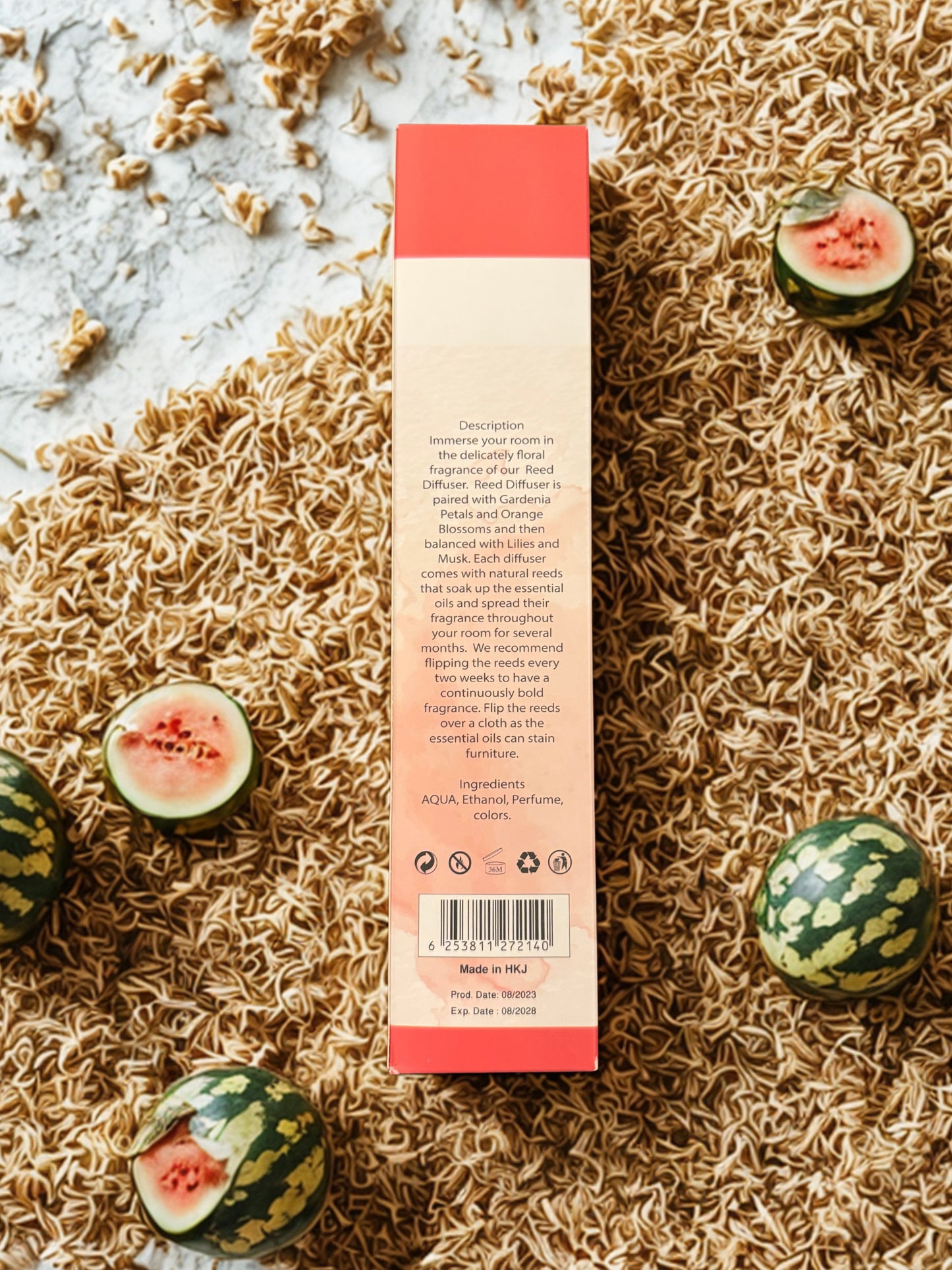 Diamond Shiny Reed Diffuser Sets - Watermelon - Scented Oil & Natural Sticks for Continuous Fragrance Release - Safe Home Decor for Living Room, Bedroom, Bathroom, or Office