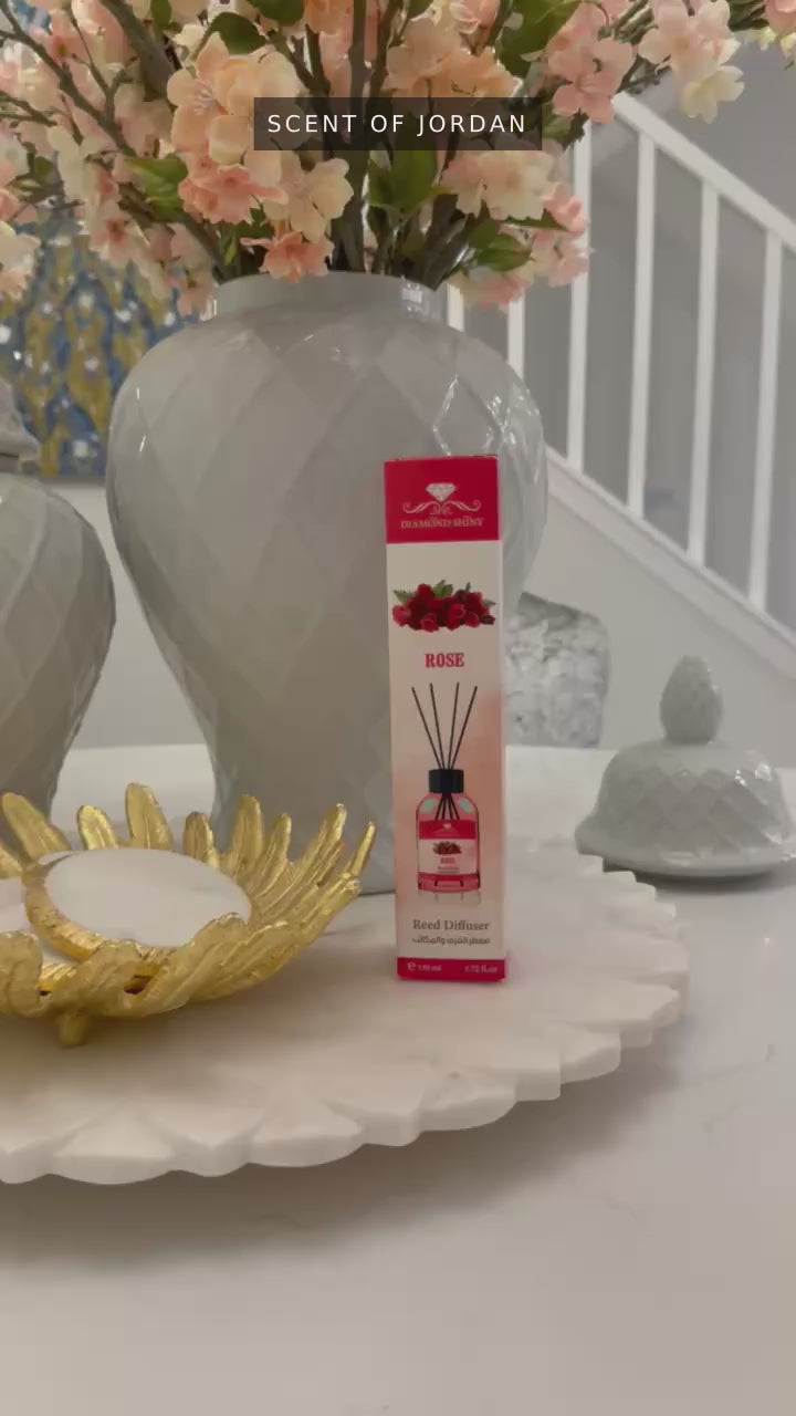 How to unbox and set up a Scent of Jordan reed diffuser — Rose fragrance demonstration with captions and instrumental music